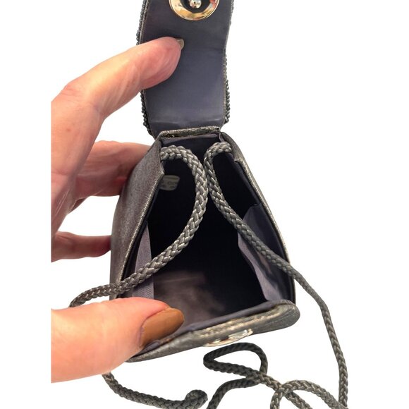 Bridal Formal Evening Hand Bag Purse Shoulder Clutch Beaded Strap Flap Closure - Picture 5 of 16